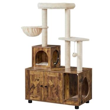 Imagem de Árvore para Gatos Yaheetech com Enclosure para Caixa de Areia Marrom R