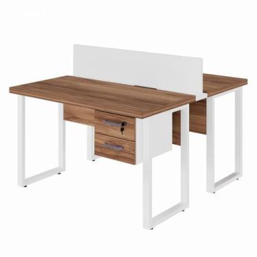 Imagem de Estação de Trabalho Dupla 1,201,35m c/ 02 Gavetas c/ ponto de tomada P