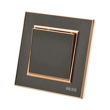 Imagem de Interruptor De Parede Em Acrílico Preto Com Efeito Espelho, 2 Teclas, 