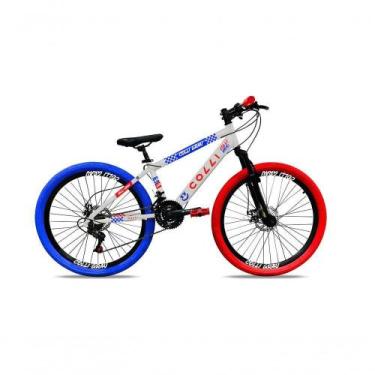 Imagem de Bicicleta Grau Aro 26 21 Marchas Colli Branco-azul-vermelho