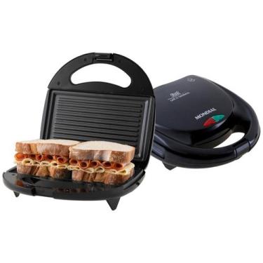 Imagem de Grill e Sanduicheira Mondial Fast Grill S12 Preta - 750W 220V, Preto, 