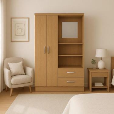 Imagem de Guarda Roupa Solteiro Capelinha 2 Portas 2 Gavetas 100cm - Evidencia M