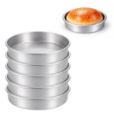Imagem de Kit 5 Formas Para Pão De Hambúrguer Brioche 11,5x2,5cm Em Alumínio Res