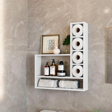 Imagem de Nicho Multiuso Para Papel Higiênico Decorativo Romenia Branco