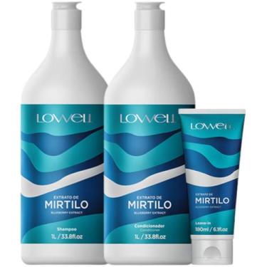 Imagem de Kit Mirtilo 1 Shampoo 1 Condicionador 1L 1 Leave In 180ml Lowell