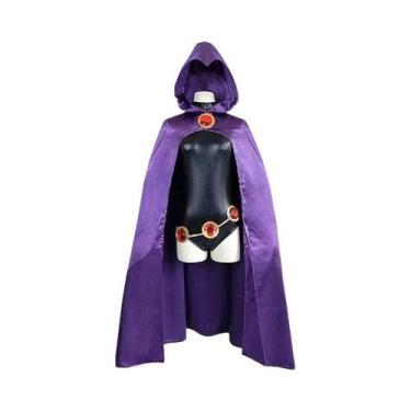 Imagem de Fantasia De Cosplay Da Ravena Dos Teen Titans, Macacão Roxo Com Capa E