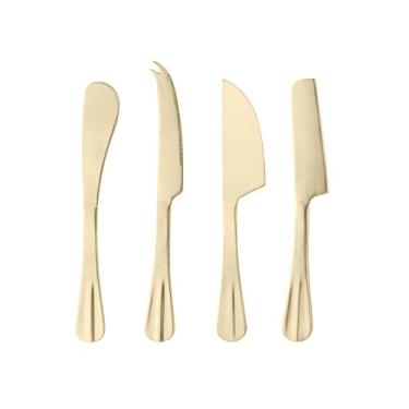 Imagem de LYOR - Conjunto 4 Facas Para Queijo de Aço Inox Positano Dourada
