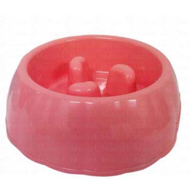 Imagem de Comedouro Alimentação Lenta Cachorro Gato 18x5x5cm Meu Pet, Rosa