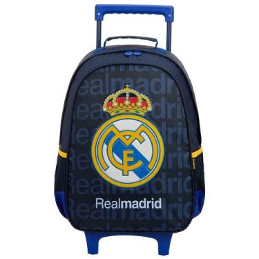 Imagem de Mochila De Rodinhas Escolar Infantil Real Madrid Merengues, Preto