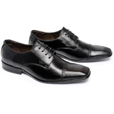 Imagem de Sapato Social Estilo Oxford Masculino Couro Premium Cor Preto - Ferril