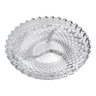 Imagem de Petisqueira De Cristal 3 Divisórias Pineapple Decoração - LYOR, Branco
