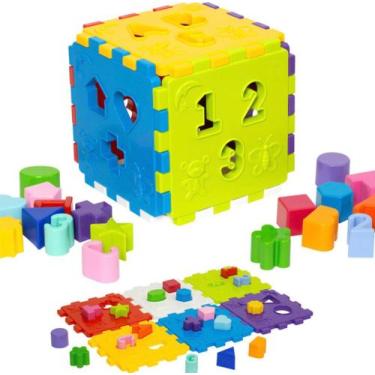 Imagem de Cubo Didático Mercotoys - brinquedo para bebê com formas para encaixar