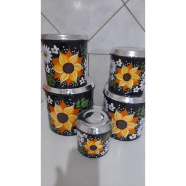 Imagem de Kit mantimentos alumínio decorados, Preto, 1kg