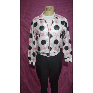 Imagem de Jaqueta tactel - Thelux, Branco com estampa preto, Rosa, G