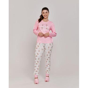 Imagem de Pijama Cia Do Corpo 5720 Suedy Friends Adulto, GG, Urso