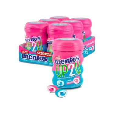 Imagem de Chiclete Mentos Tutti Frutti/Menta UP2U Sem Açúcar Pote C/ 6un