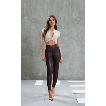 Imagem de Calca skinny efeito couro maria gueixa - MARIA GUEIXA , Marrom, P