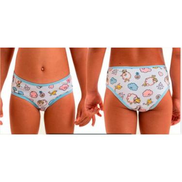 Imagem de Kit 3 Calcinha Infantil Basica Estampada Linda Brasil, M, Preto