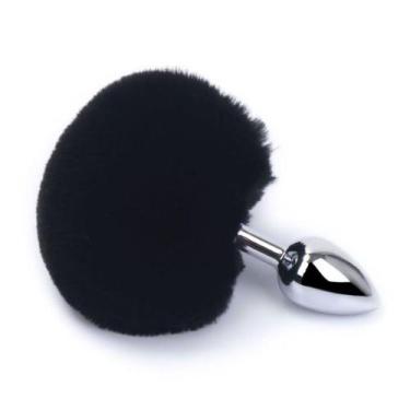Imagem de Plug Anal Médio de Aço Inoxidável com Pompom na Base - 120 x 35 mm - i