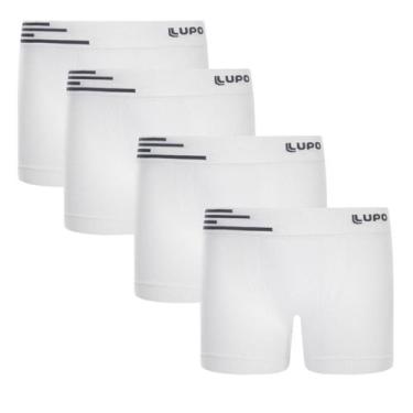 Imagem de Combo 4 Cueca Kids Microfibra Infantil Lupo Sem Costura, Branco, P