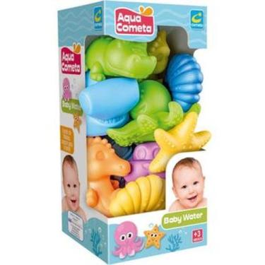 Imagem de Kit Brinquedo de Banho Bebê Aqua Cometa Baby Water 10 Peças Vinil R246