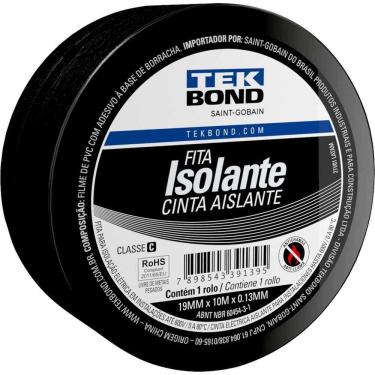 Imagem de Fita Isolante Ostenvonder Isolação Elétrica Anti-chamas Preto Tekbond 19MM X 10M