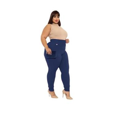 Imagem de Legging Plus Size G1 G2 G3 G4 G5 G6 Jacar Jacquard PINA, G1, Azul