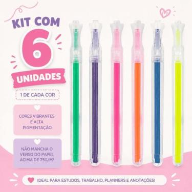 Imagem de Kit Marca Texto Dashlight - com 6 unidades - BRW -, 1 de Cada Cor