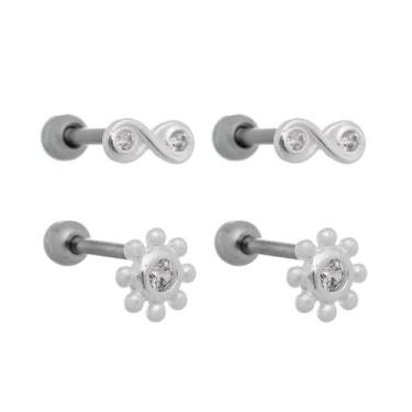 Imagem de kit Piercing prata 925 piercing para orelha de prata conch - tragus - 
