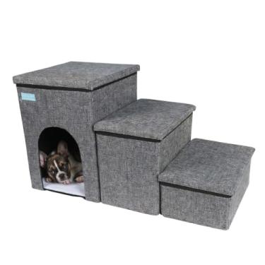 Imagem de Escada 3 em 1 para Pets Gatos e Cachorros Casinha Cama Escadinha Dobrável Rampa Rampinha Subir Sofá Cama Portátil Multifuncional Animal de Estimação