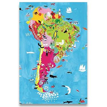 Imagem de Poster Decorativo 42cm x 30cm A3 Brilhante Mapa America do Sul