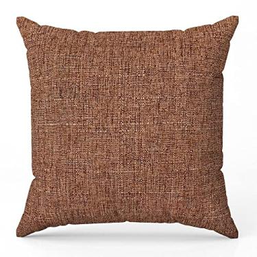 Imagem de Kit 2 Capas De Almofada 60x60 Veludo Linho Lisa Marrom Terra