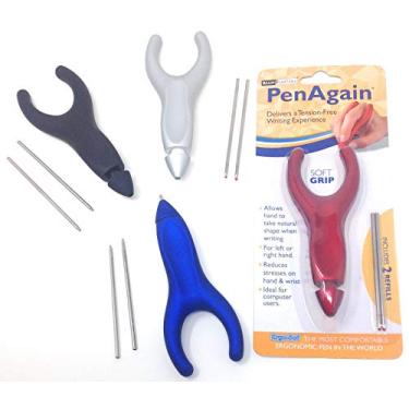 Imagem de Caneta esferográfica Penagain Ergosof, conjunto de 4 cores: preto, prata, vermelho e azul (embalada individualmente com dois refis por caneta) (edição limitada)