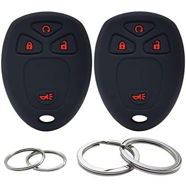 Imagem de 2 peças de silicone com 4 botões para chaveiro, capa remota sem chave, protetor compatível com Chevrolet Silverado Suburban Tahoe Traverse GMC Acadia Savana Sierra Yukon Cadillac Escalade ESV EXT SRX Saturn Vue