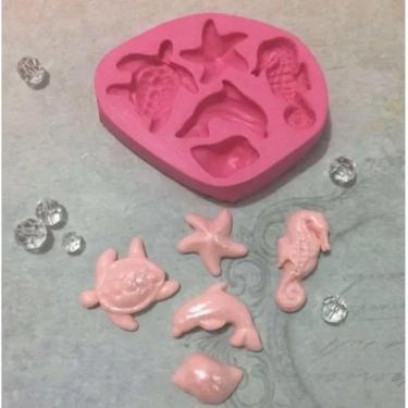 Imagem de Molde De Silicone Fundo Do Mar, Tartaruda, Cavalo Marinho, Estrela, Golfinho