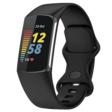 Imagem de TopPerfekt Pulseiras compatíveis com Fitbit Charge 5, ajustáveis de silicone macio esportivo substituição pulseiras pulseiras para monitor de atividades Charge 5 mulheres