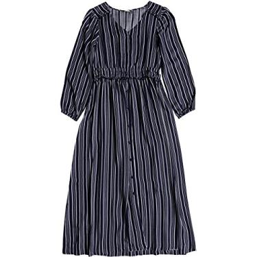 Imagem de Roxy Vestido feminino de atmosfera Metropolitana, Listras verticais azuis, M