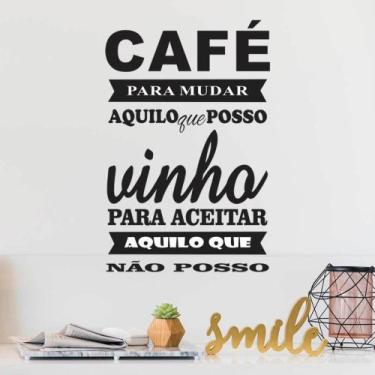 Imagem de Adesivo De Parede Frase Café Vinho Tamanho 50cmx80cm - Sempre Viva Hom