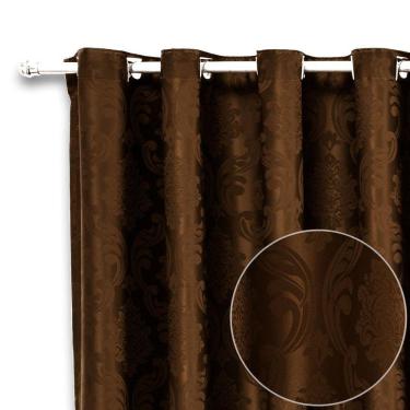 Imagem de Cortina Sala Jacquard Tecido Semi Blackout Marron 4,00X2,80