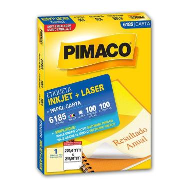 Imagem de Etiqueta inkjet/laser carta 6185 com 100 folhas Pimaco