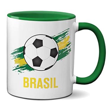 Imagem de Caneca Bola Futebol e Bandeira Brasil Presente Criativo (Verde)