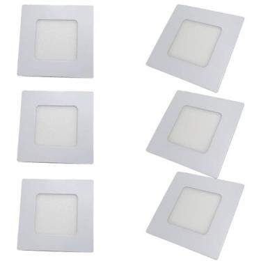 Imagem de 6 Luminária Led Embutir 3W Quadrada Branco Quente 3000K - Tsa
