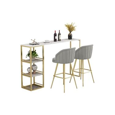 Imagem de KIZQYN Mesa de bar mesa de bar casa mesa de sala de estar contra a parede leite loja de chá balcão de bar de mesa alta, cadeiras não incluídas conjunto de mesa de pub (cor: 120 * 40 * 105cm)