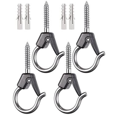 Imagem de BeneLabel 4 peças de ganchos de pendurar para plantas de teto, suportes de pendurar ao ar livre para pendurar luz de plantas ao ar livre, luzes de fadas, sinos de vento, alimentadores de pássaros,