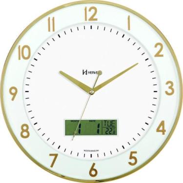 Imagem de Relógio De Parede Sofisticado Base Branca E Dourado 6827-029 - Herweg