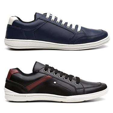 Imagem de Kit Tênis Masculino Casual Esporte Fino e Cinto e Carteira - Azul/Preto/42