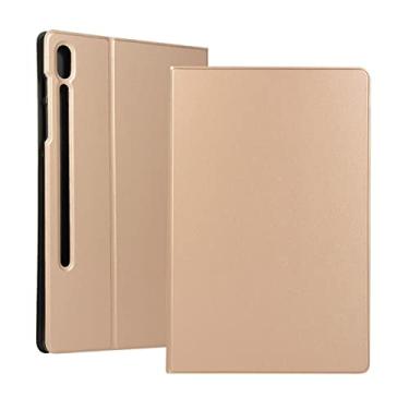 Imagem de LVSHANG Capa para tablet Lenovo Tab P12 Pro, capa para tablet de 12 polegadas, capa premium à prova de choque com suporte, vários ângulos de visão, capa traseira de TPU macio hibernar/despertar automática (cor dourada: dourada)