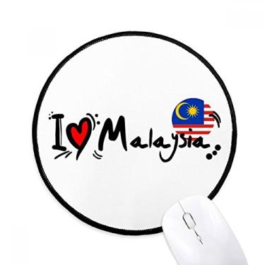 Imagem de DIYthinker I Love Malaysia Word Flag Love Heart Illustration Mouse Pad Desktop Office Round Mat para Computador