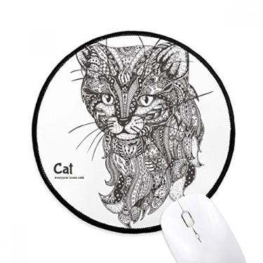 Imagem de DIYthinker Tapete de rato silencioso para bebês com pintura humana de gato para mesa de escritório tapete redondo para computador