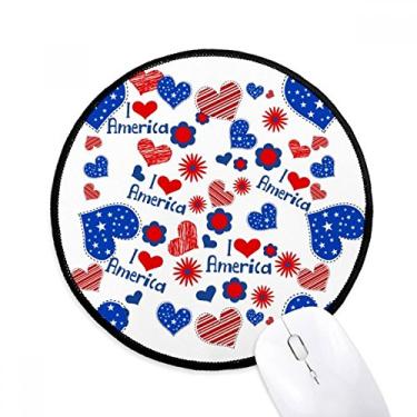 Imagem de EUA Love Heart Flower Festival Padrão Mouse Pad Desktop Office Tapete Redondo para Computador